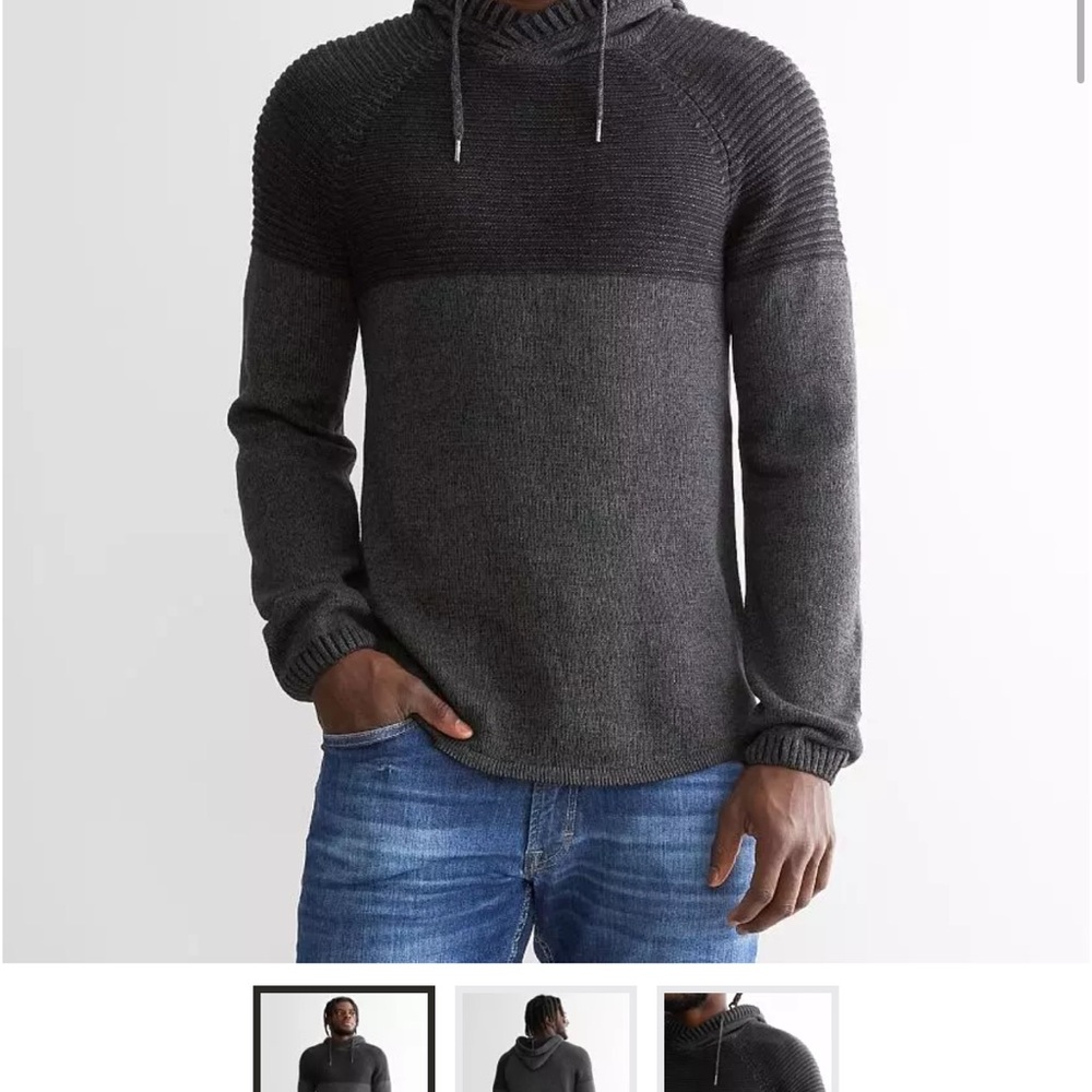Men's Charcoal Knit Hoodie Sweater